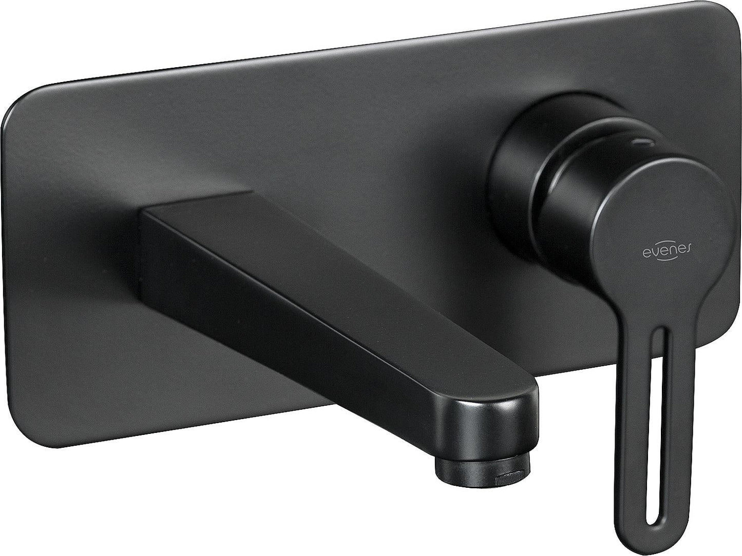 Enzan Nero wall-mounted basin mixer, 180 mm projection, with wall-mounted body, matt black