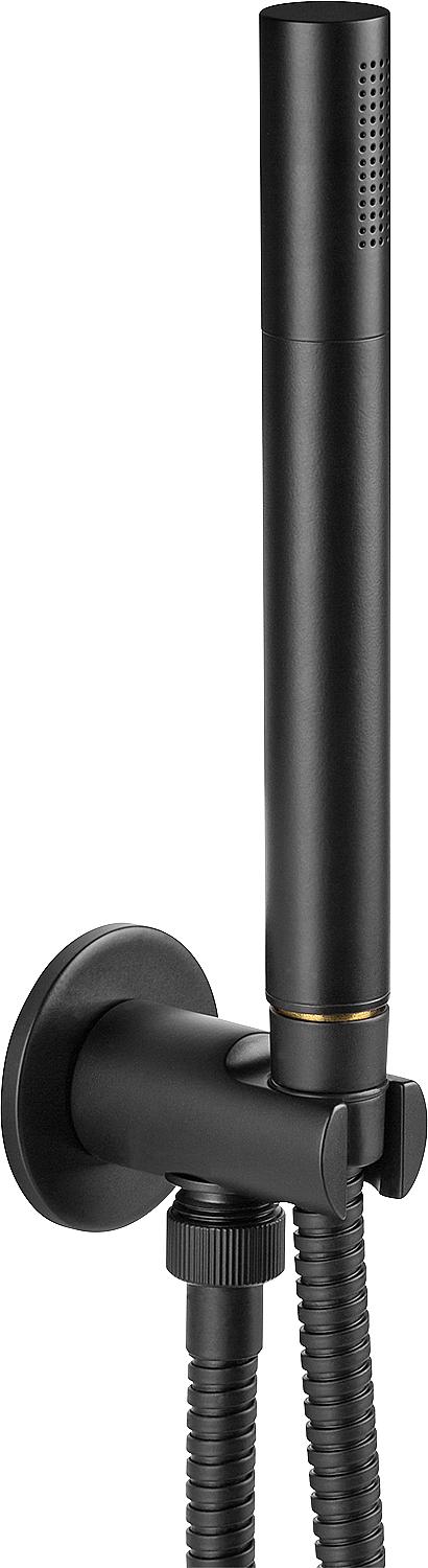 Enzan Nero hand shower set with stick hand shower and hose, matte black