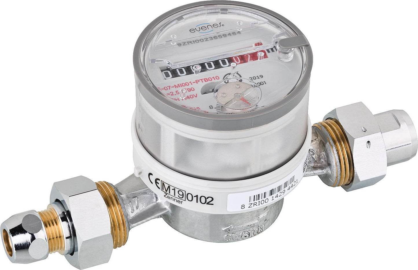 Compteur à vanne d'angle, type ETWD pour eau chaude jusqu'à 90 °C