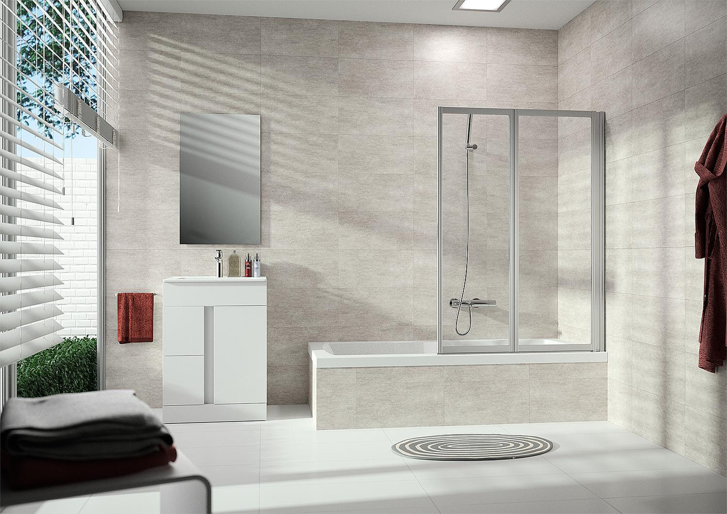 Pare-baignoire Hüppe Combinett en deux parties, verre acrylique argent mat, dimensions L x H : 1000-1015 x 1400 mm