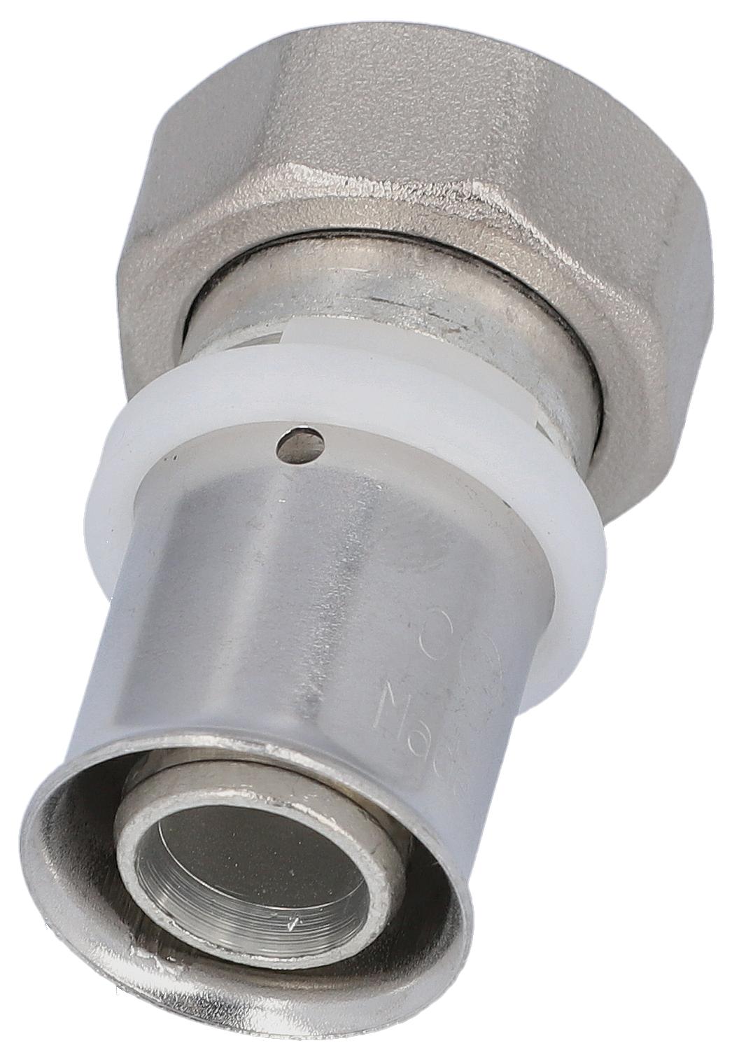 Press fitting for MSVR screw connection, flat, tinned, 26x3 - 1" female thread, TH contour
