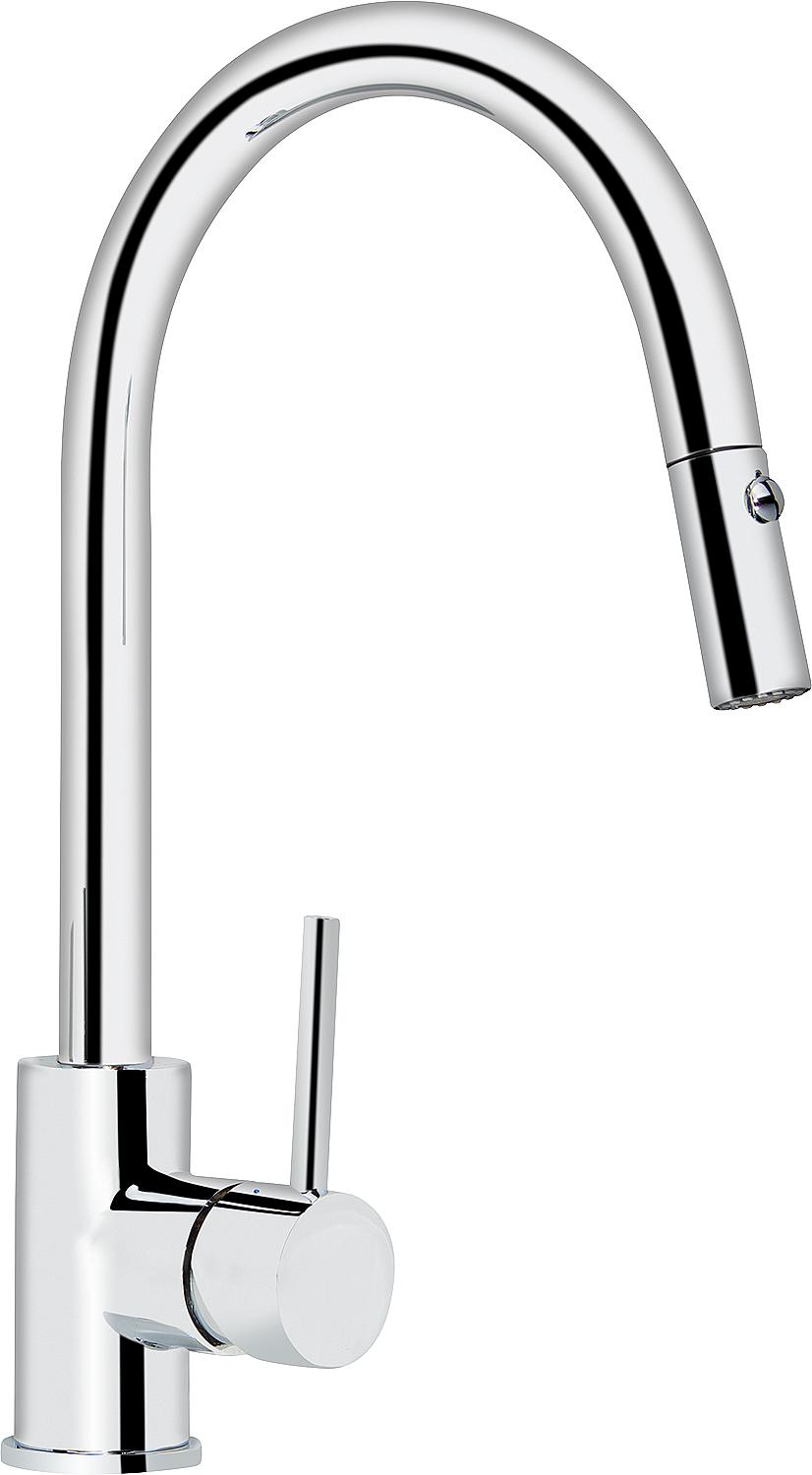 Salsa kitchen mixer tap with pull-out spray head, 208 mm projection, chrome-plated