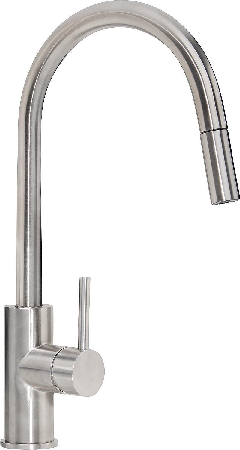 Spültischmischer Salsa herausziehbare Geschirrbrause Ausladung 208 mm Edelstahl matt