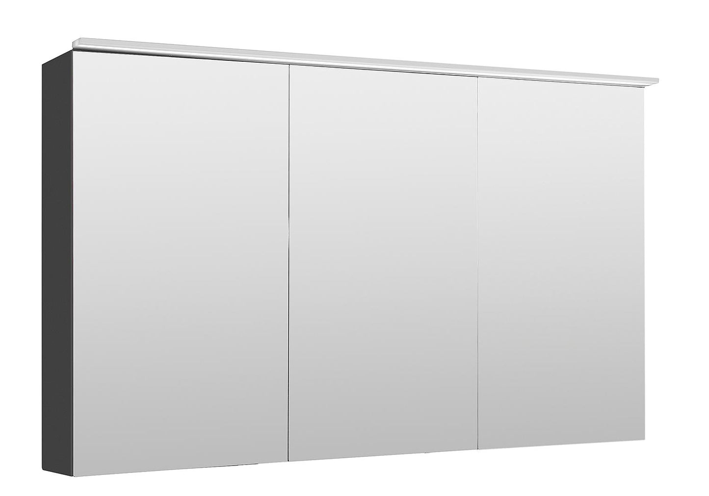 Lossa mirror cabinet with LED surface-mounted light, 3 doors, anthracite high gloss, 1200x750x194 mm