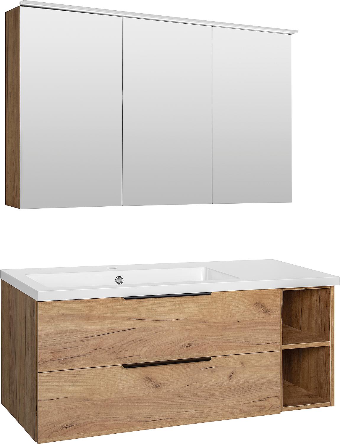 Badmöbel-Set Lossa mit 2 Frontauszügen und 2 offenen Regalen