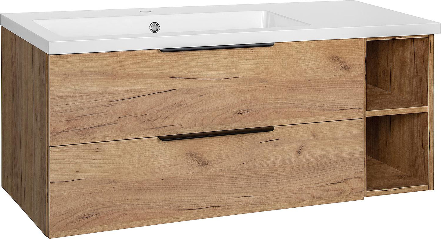 WTU+Mineral cast iron WT LOSSA 2 drawers, 1 open base cabinet anthracite matt