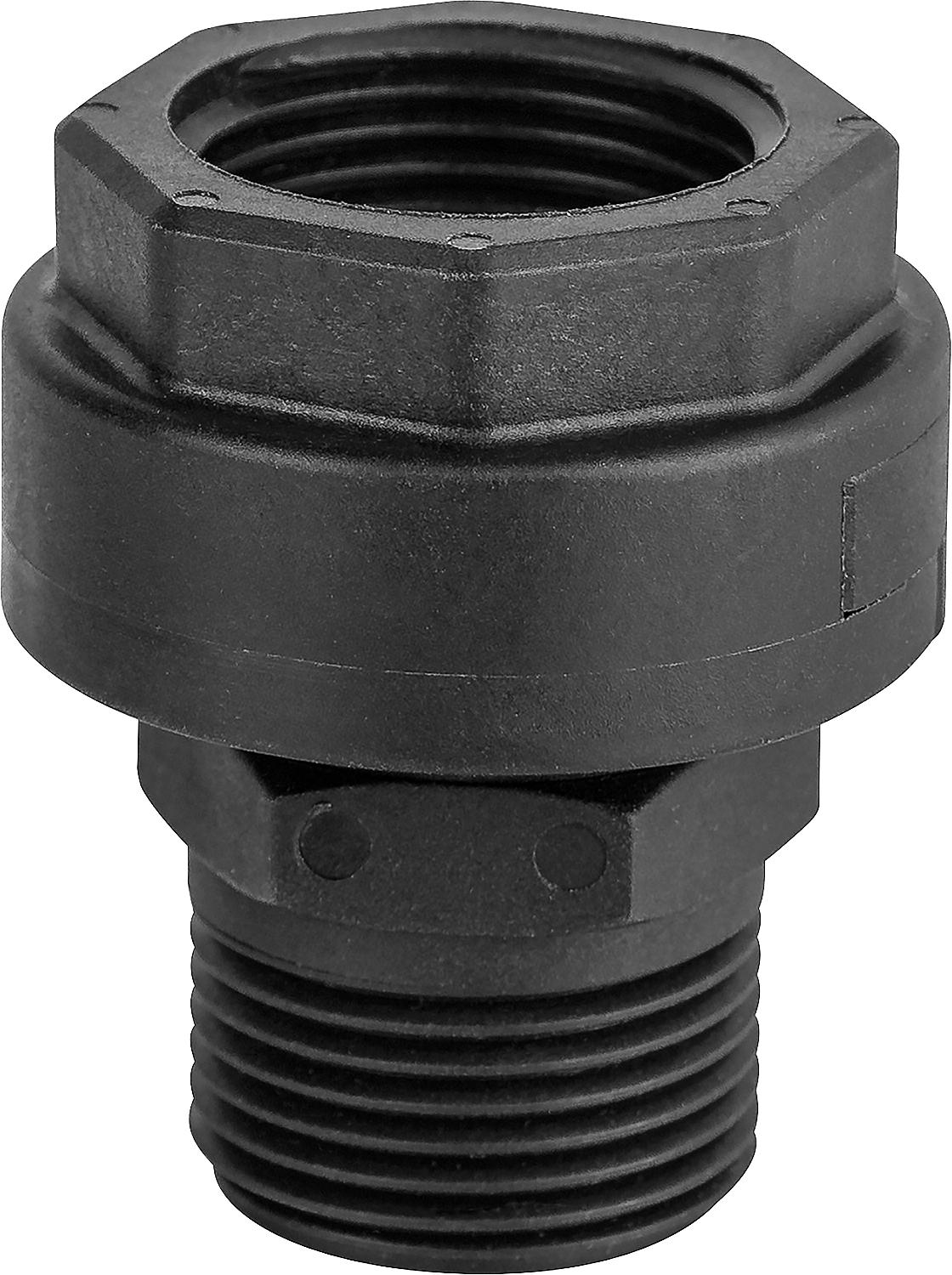 Plastic screw fitting 1" female thread x 1" male thread, length = 60mm