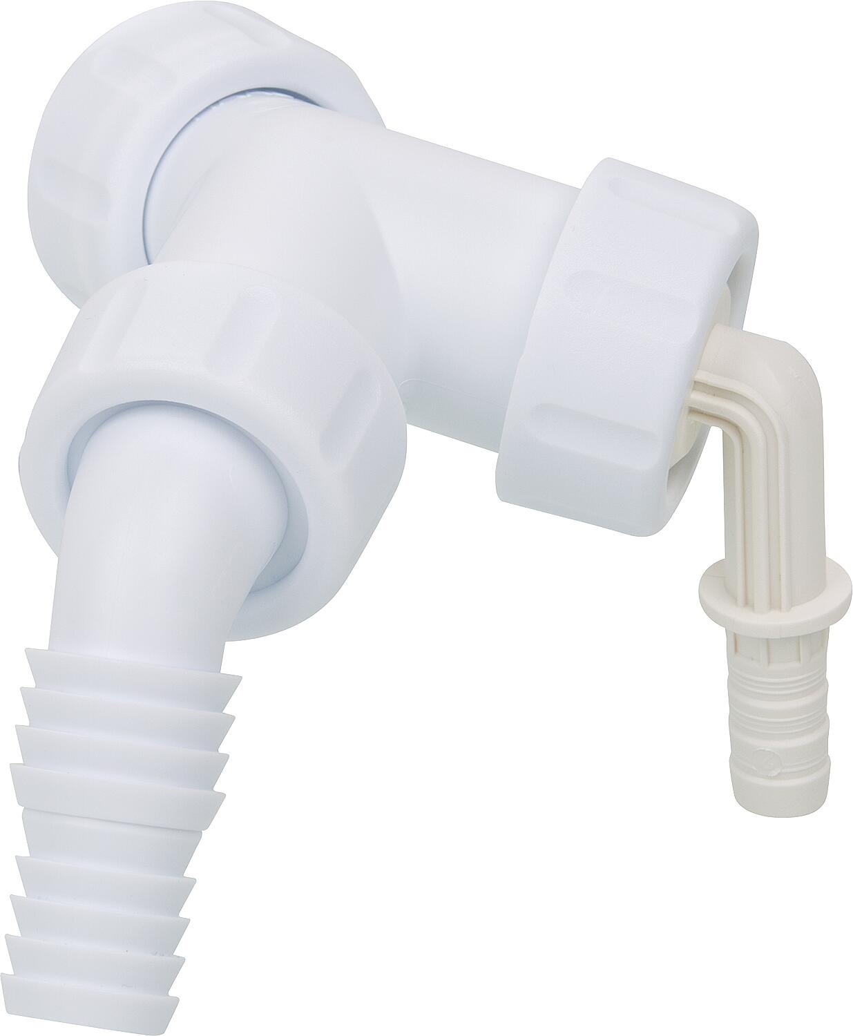 Raccord combiné pour appareils : Entrée DN25 (1") et DN20 (3/4"), Conduit DN10 (3/8"), Raccord DN25 (1")