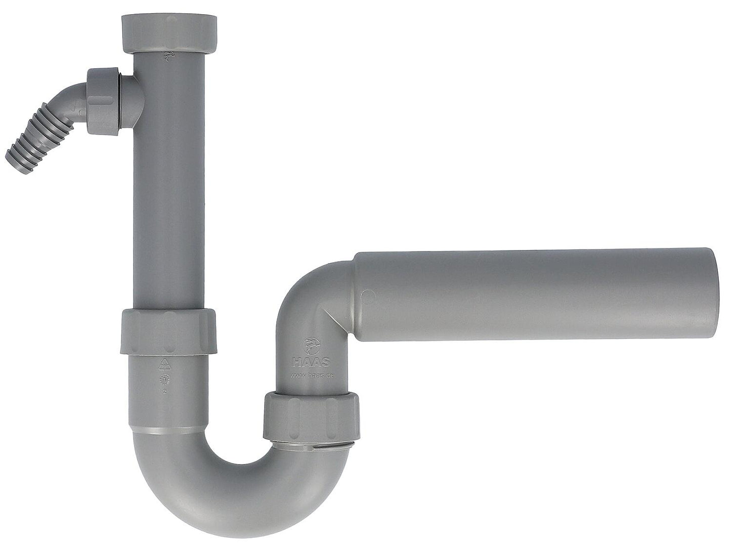 Spülen- und Ausgussbeckensiphon "Greta" aus Recyclingmaterial DN40 (1 1/2"), Abgangsrohr DN50