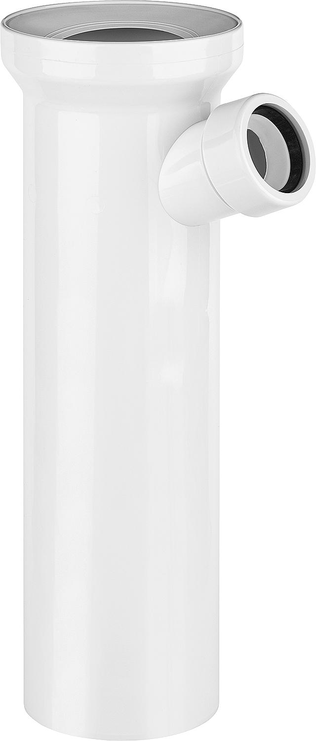 WC connection fitting straight, DN100 with additional fitting DN40/50, L=400mm, white