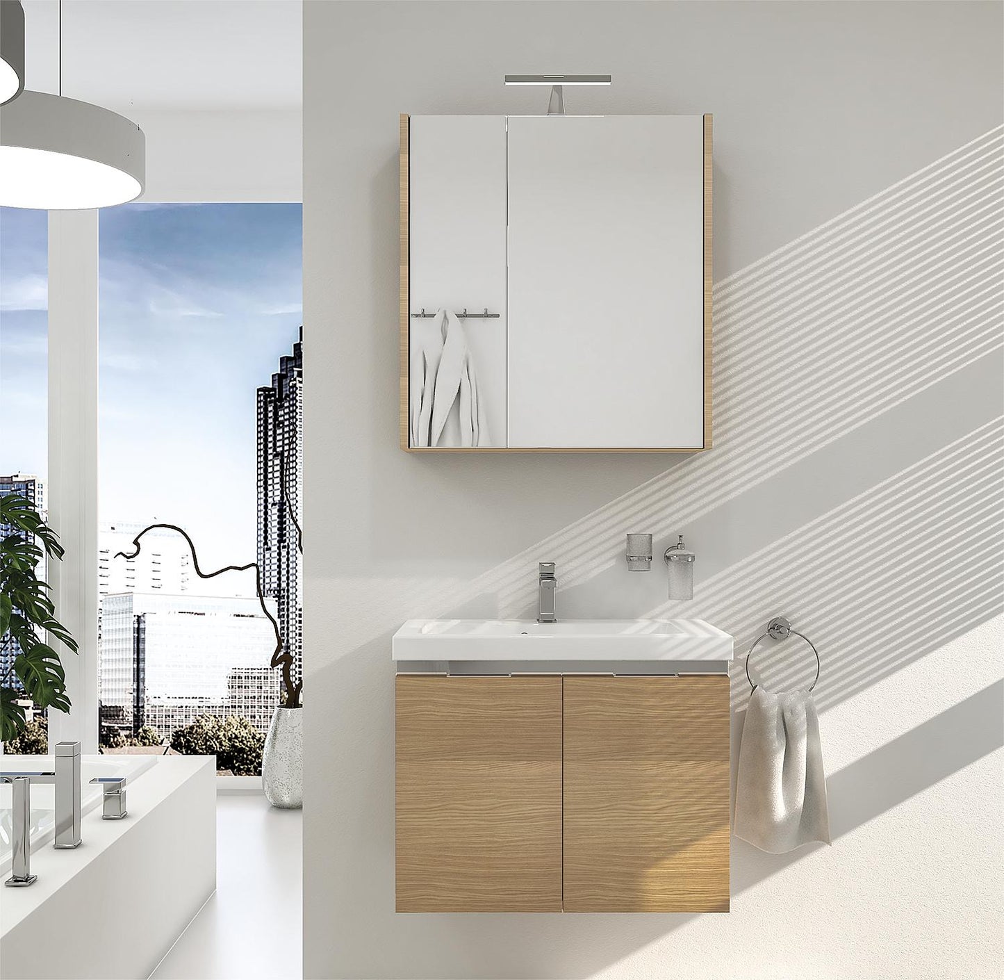 Ensemble de meubles de salle de bains Eola, largeur 710 mm, avec 2 portes à charnières
