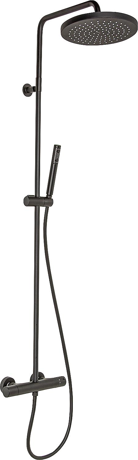 Système de douche rond Muun Nero avec thermostat