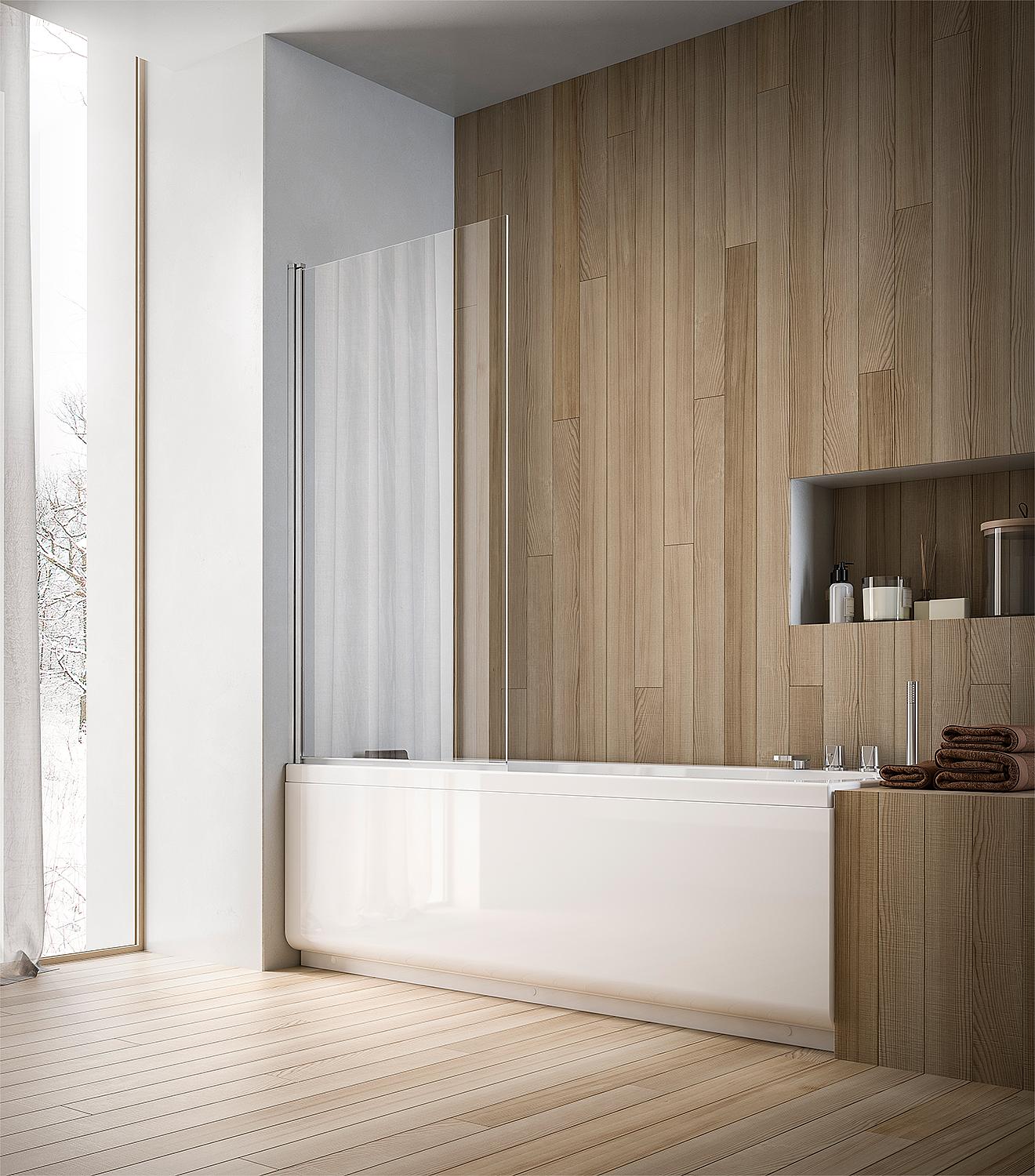 Pare-baignoire Eloa 2.0 890-905 x 1400 mm, verre 6 mm, 1 partie pivotante