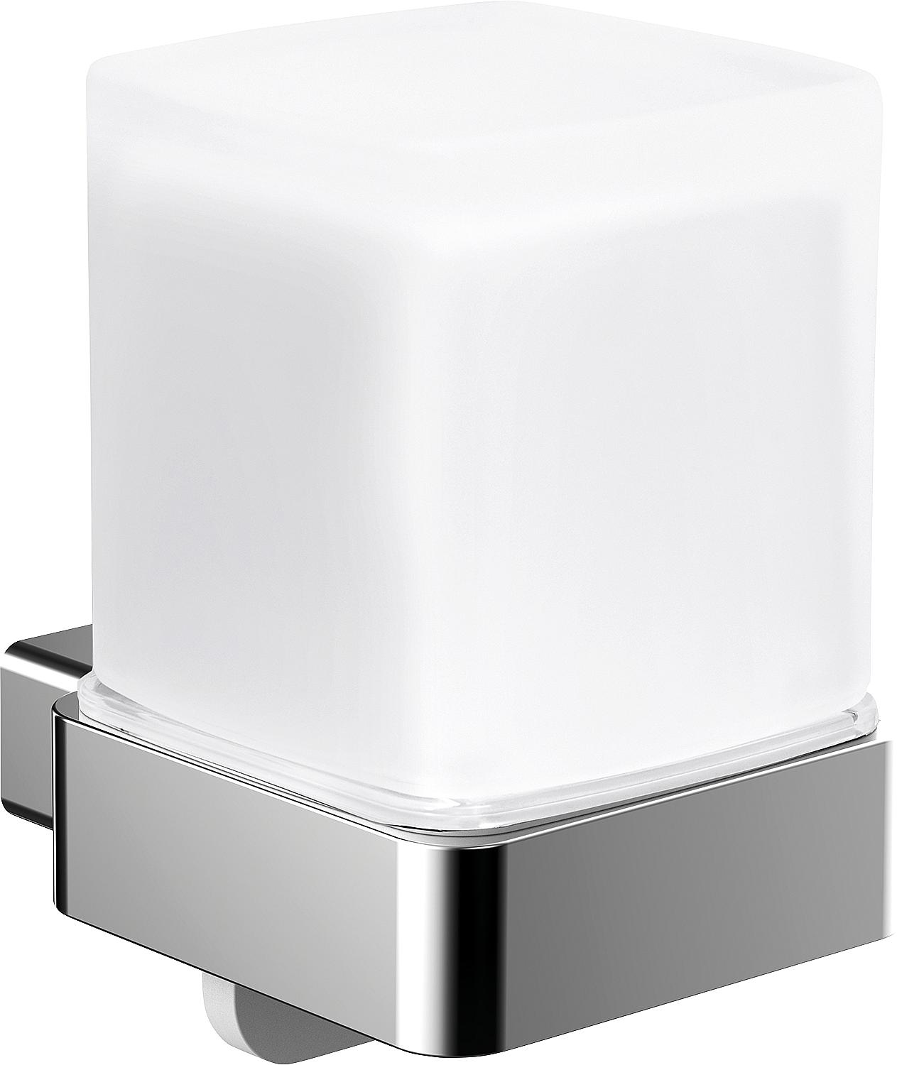 Distributeur de savon liquide chromé Emco Loft avec gobelet à clipser