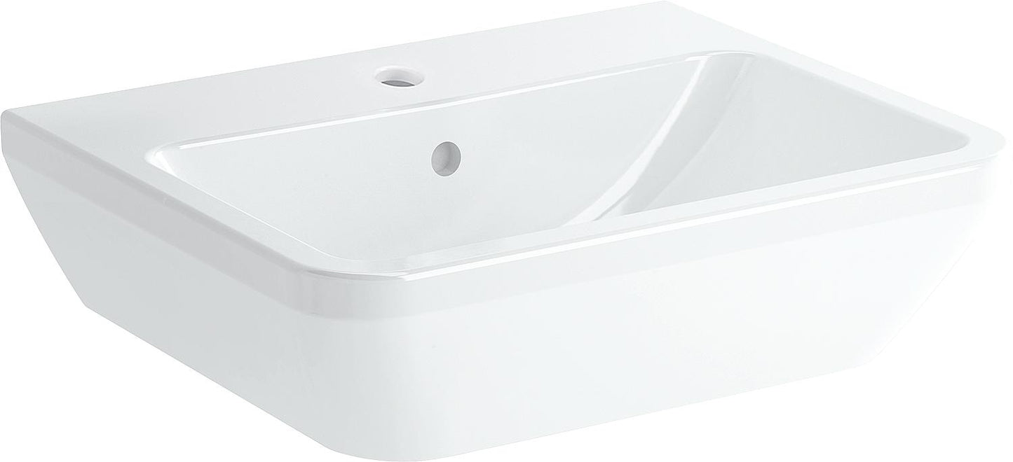 VitrA Integra rectangular washbasin 650x490mm, white, with overflow and 1 tap hole in the center