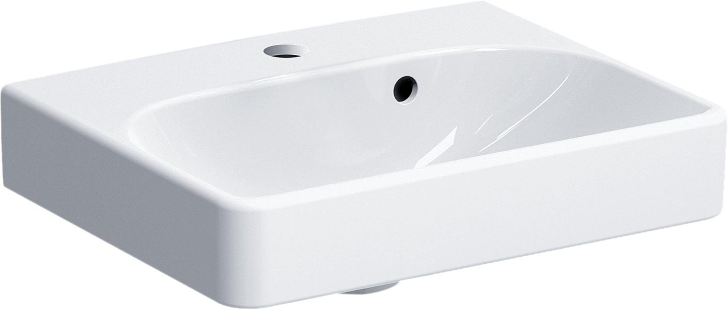 Lavabo carré blanc Geberit Smyle, dimensions L x H x P : 450 x 160 x 360 mm