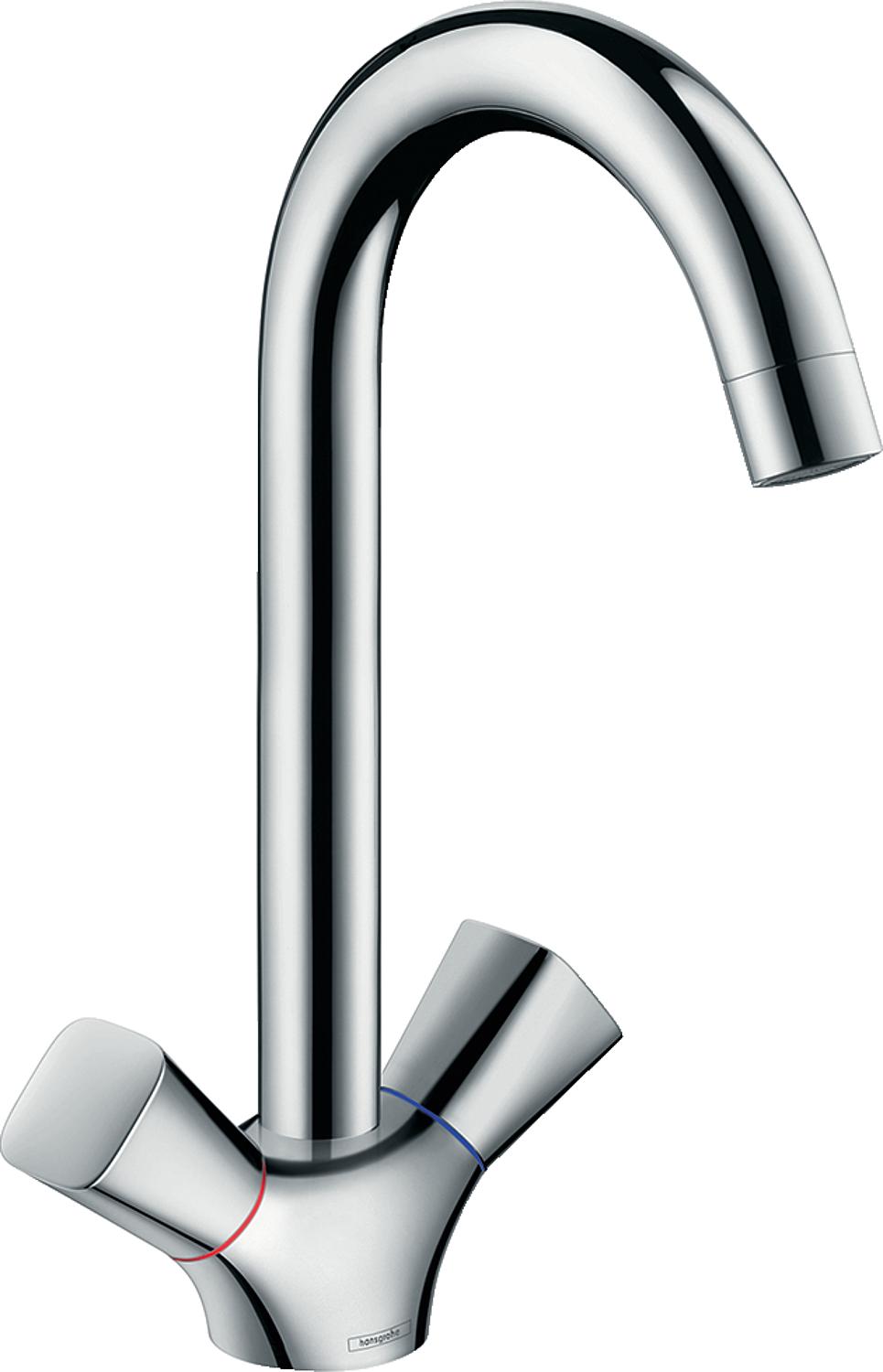 Mitigeur d'évier Hansgrohe 220 Logis M31 à 2 poignées avec bec pivotant, saillie de 156 mm, chromé