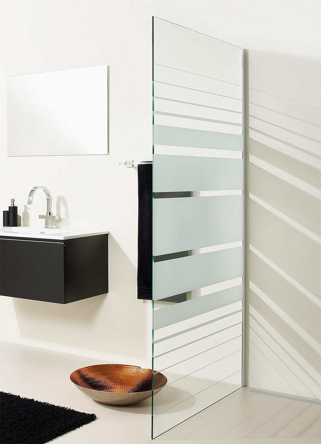 Cabine de douche à l'italienne Edyla 2.0 avec profilé mural et barre de stabilisation ronde, verre de sécurité trempé 1580 x 2000 x 8 mm avec ETC