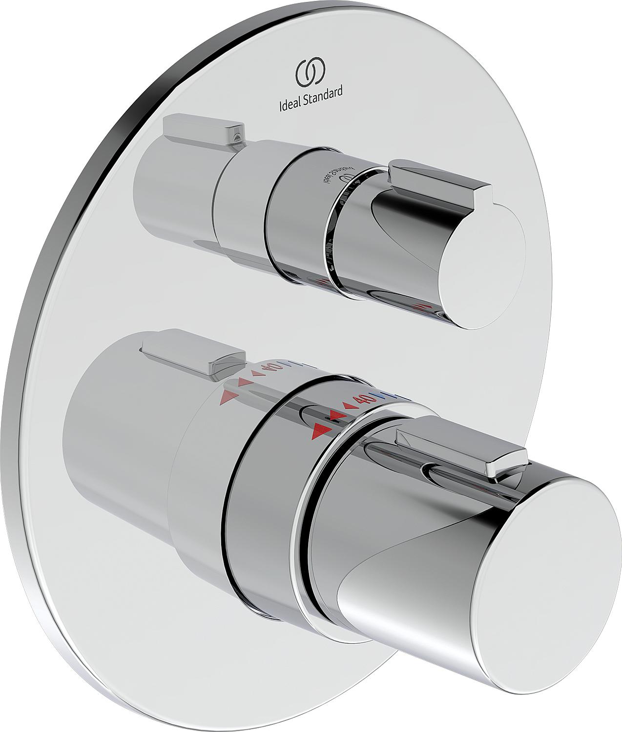 Thermostat de douche encastré Ideal Standard Ceratherm T100, rosace Ø 163 mm, chromé