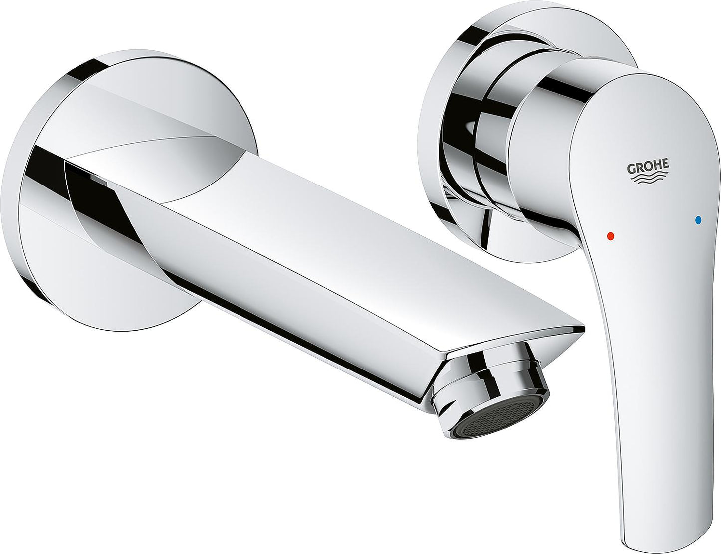 Grohe Eurosmart wall-mounted basin mixer, projection 211 mm, matte black