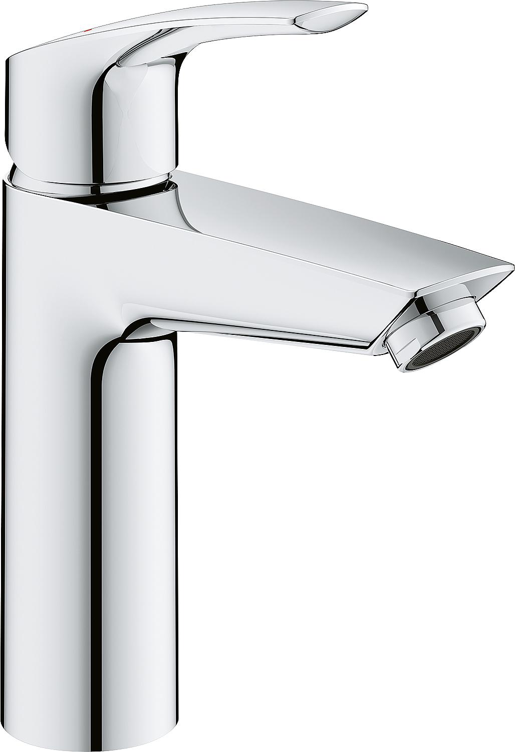 Waschtischmischer Grohe Eurosmart M-Size Ausladung 121 mm chrom Push-open Ablauf mit thermischem Verbrühschutz