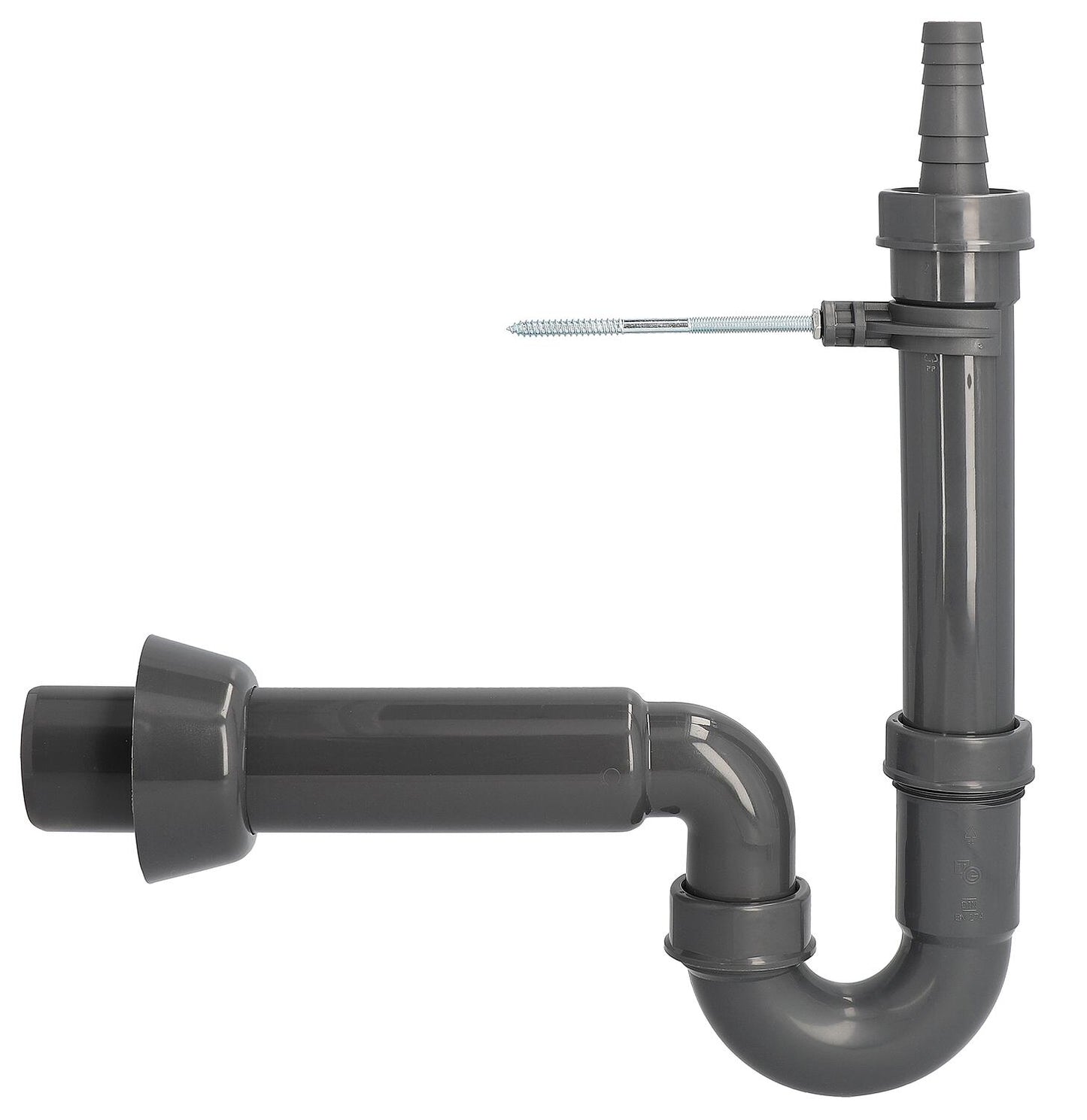 Siphon pour machine à laver 1 1/2" DN 50 avec fixation murale en matériau recyclé