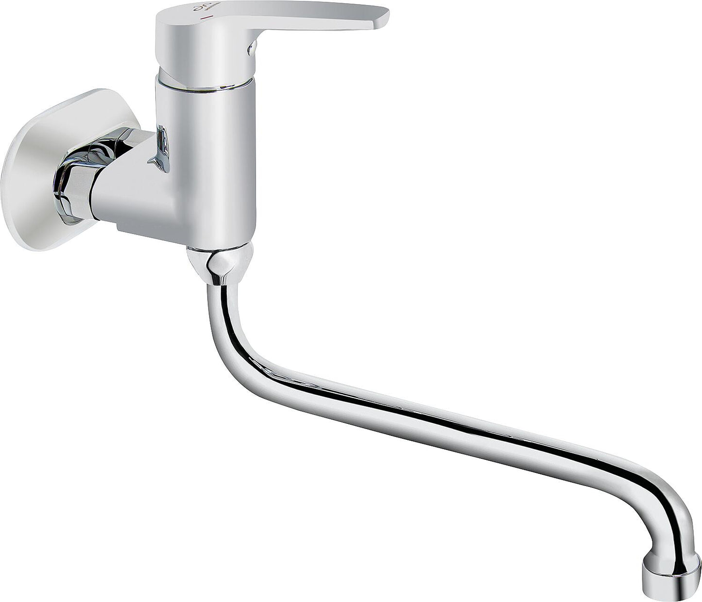 Heinrichschulte Alpha 350 wall-mounted kitchen mixer with swivel spout, 330 mm projection, chrome