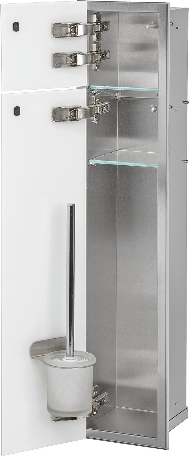 WC-Einbaucontainer Zero Höhe 800 Edelstahl gebürstet, 2 Türen schwarz, rechts