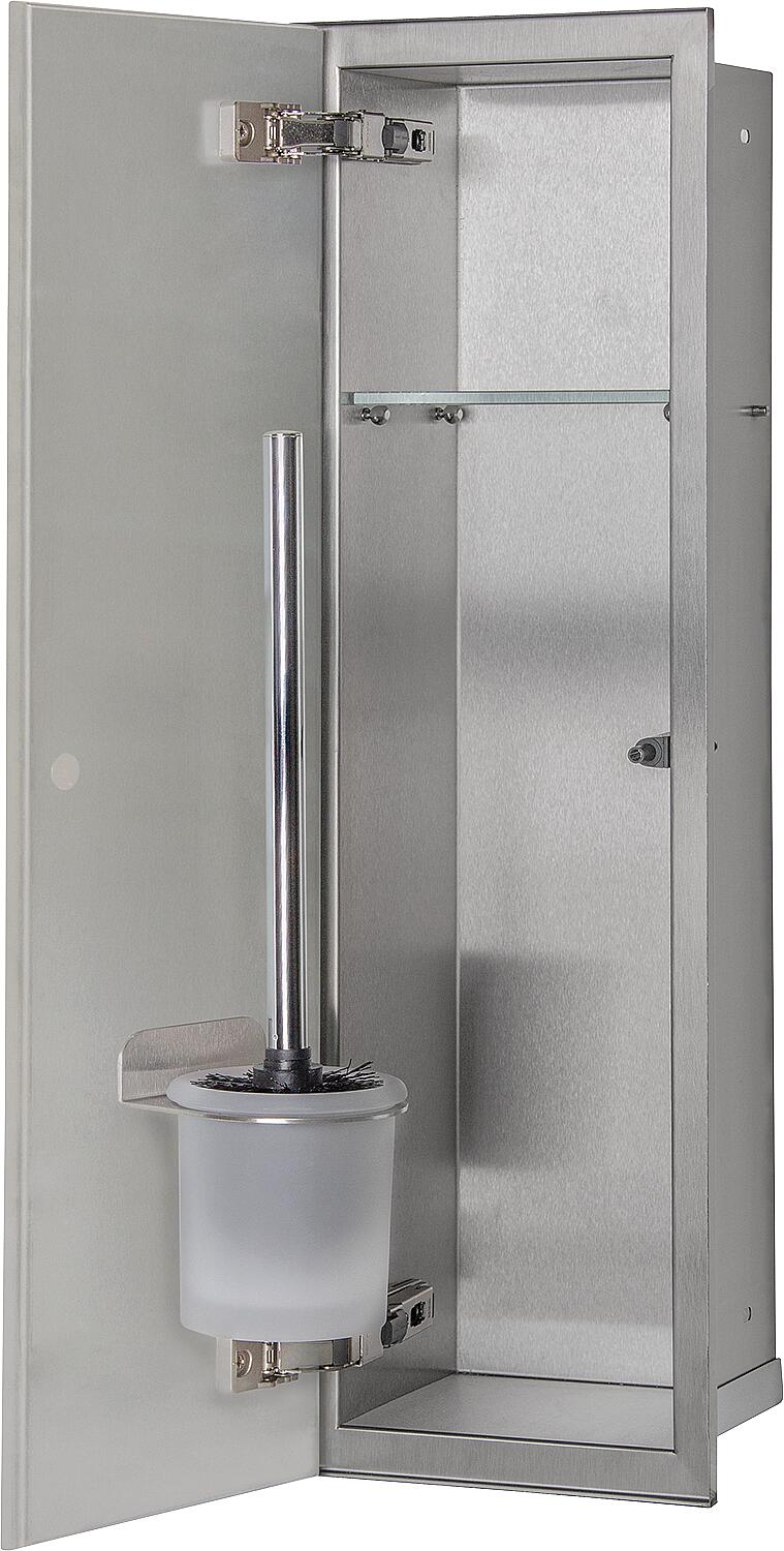 Caisson WC en acier inoxydable, hauteur 600 mm, 1 porte carrelable, ouverture à droite