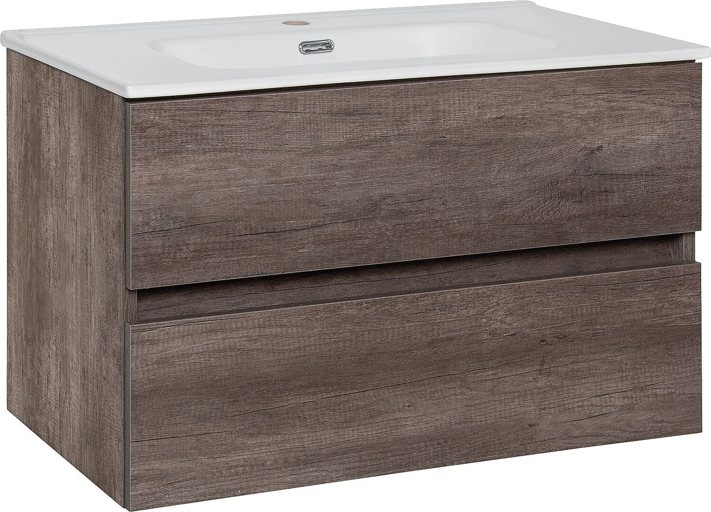 WTU+Lavabo en céramique Kora, chêne Nabucco, 2 tiroirs, 805x516x470mm