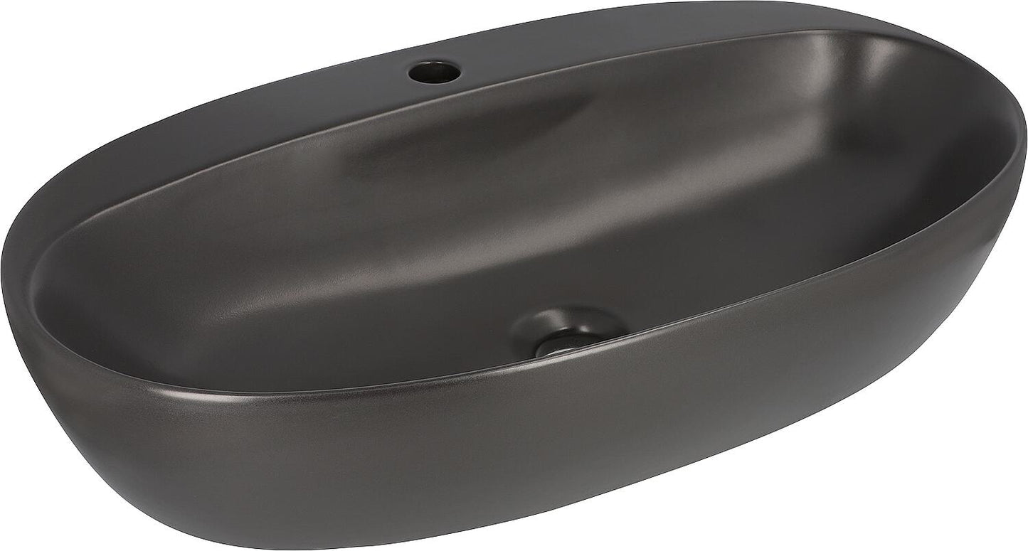 Elanda countertop washbasin 700x420 mm with tap hole, ceramic, glossy white