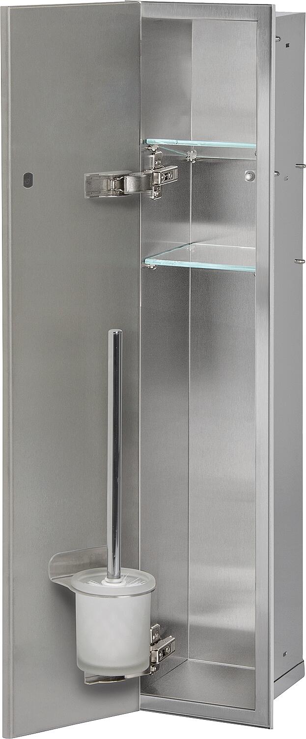 Stainless steel WC container, 800 mm high, 1 tileable door, right-hand side