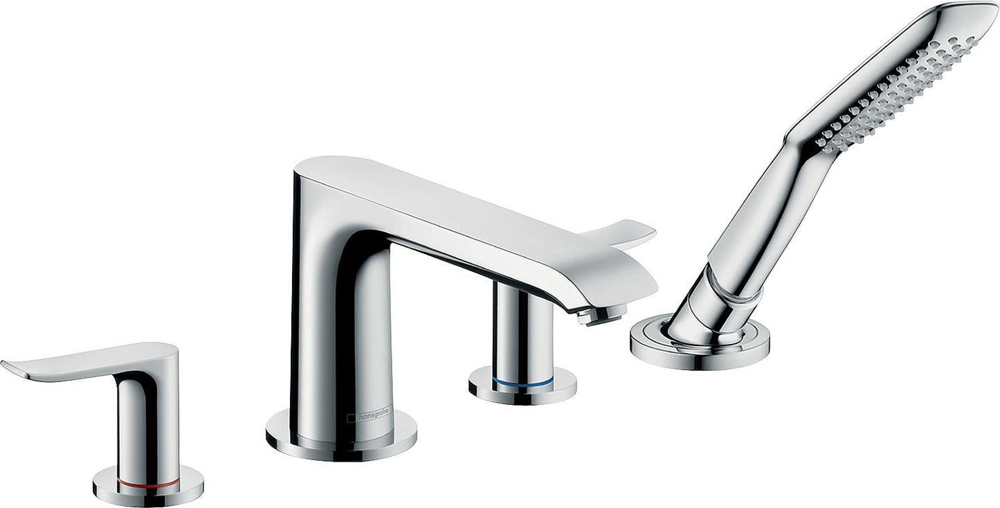 4-hole rim-mounted bath mixer Hansgrohe Metris, projection 211 mm, chrome