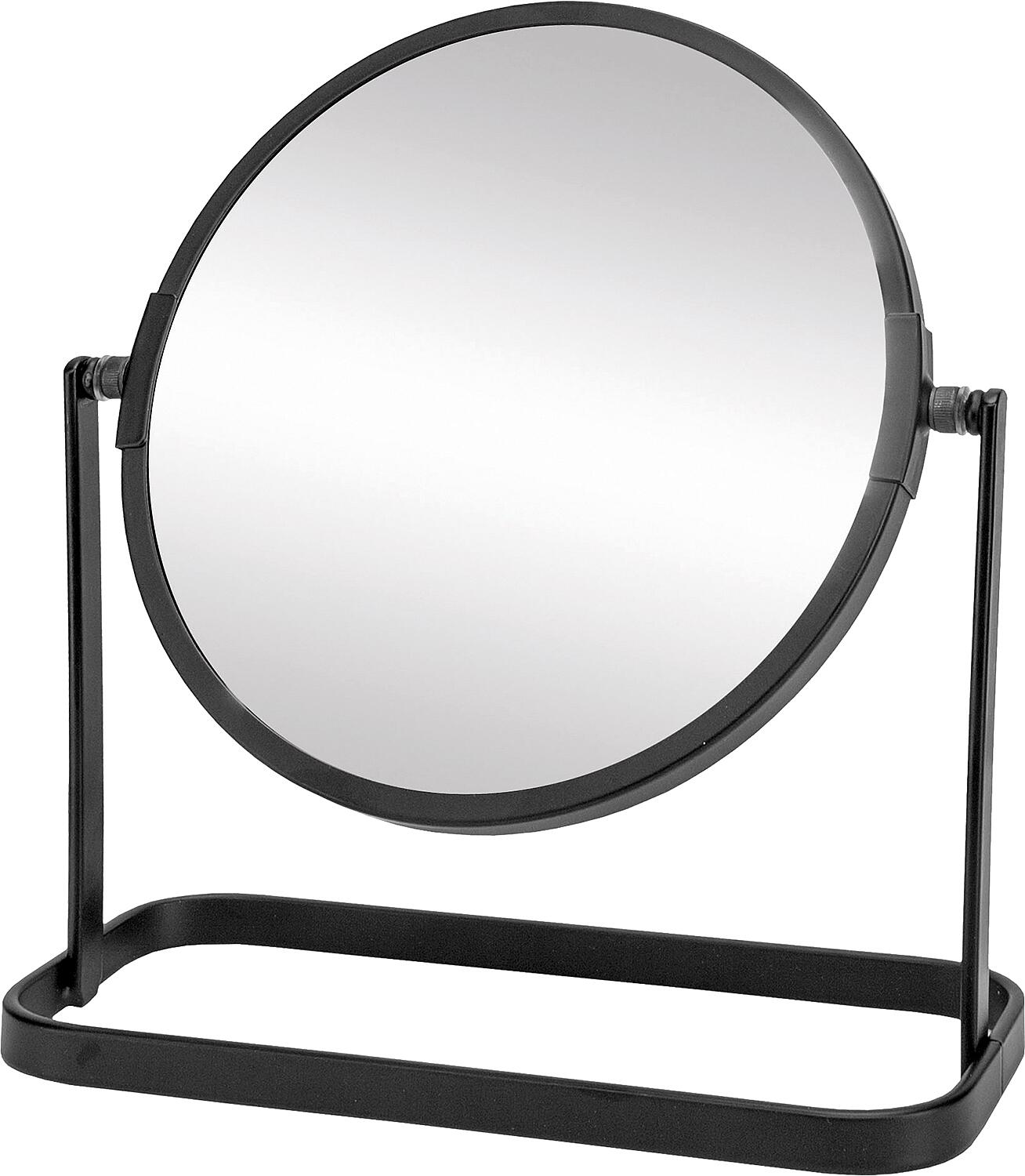 Miroir cosmétique, métal noir, 180 x 200 x 80 mm, Ø 155 mm