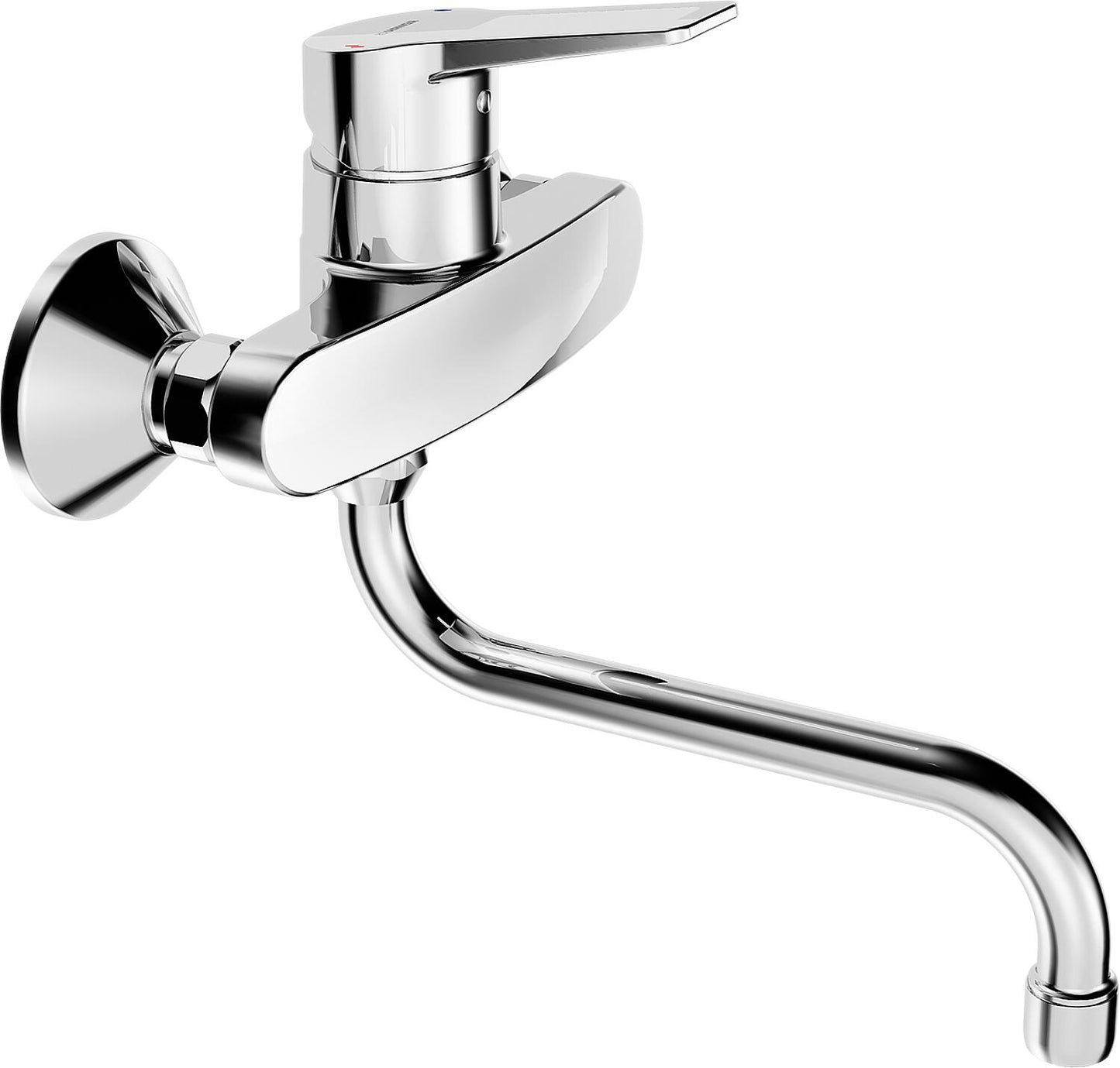 Hansa Hansatwist wall-mounted kitchen mixer with swivel spout, 232 mm projection, chrome