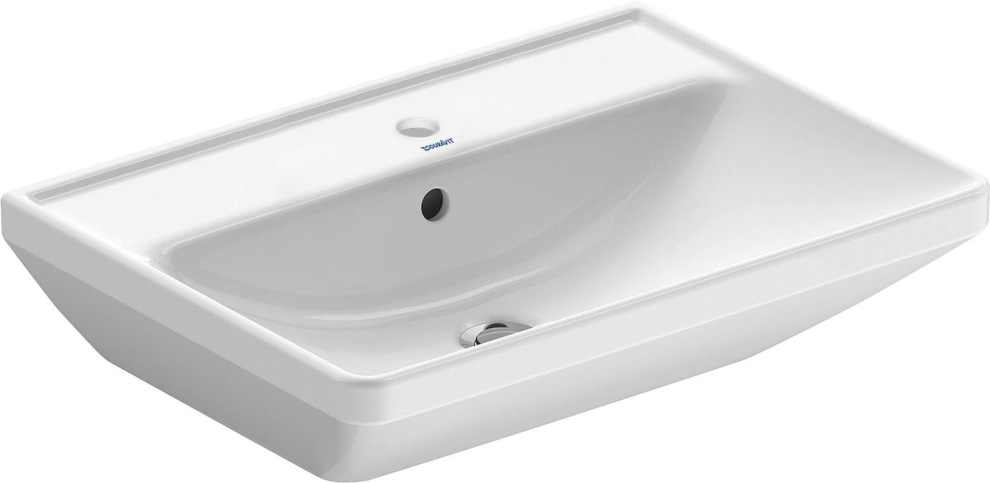 Lavabo Duravit D-Neo, dimensions (L x H x P) : 600 x 165 x 440 mm, avec trop-plein, cuve centrale 1 HL, blanc