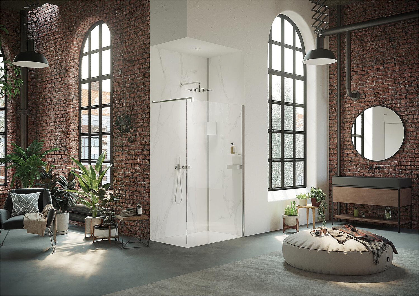 Walk-in glass shower enclosure Hüppe Select+ with wall profile set, WxHxD: 1590-1610x2000x8 mm ETC silver matt