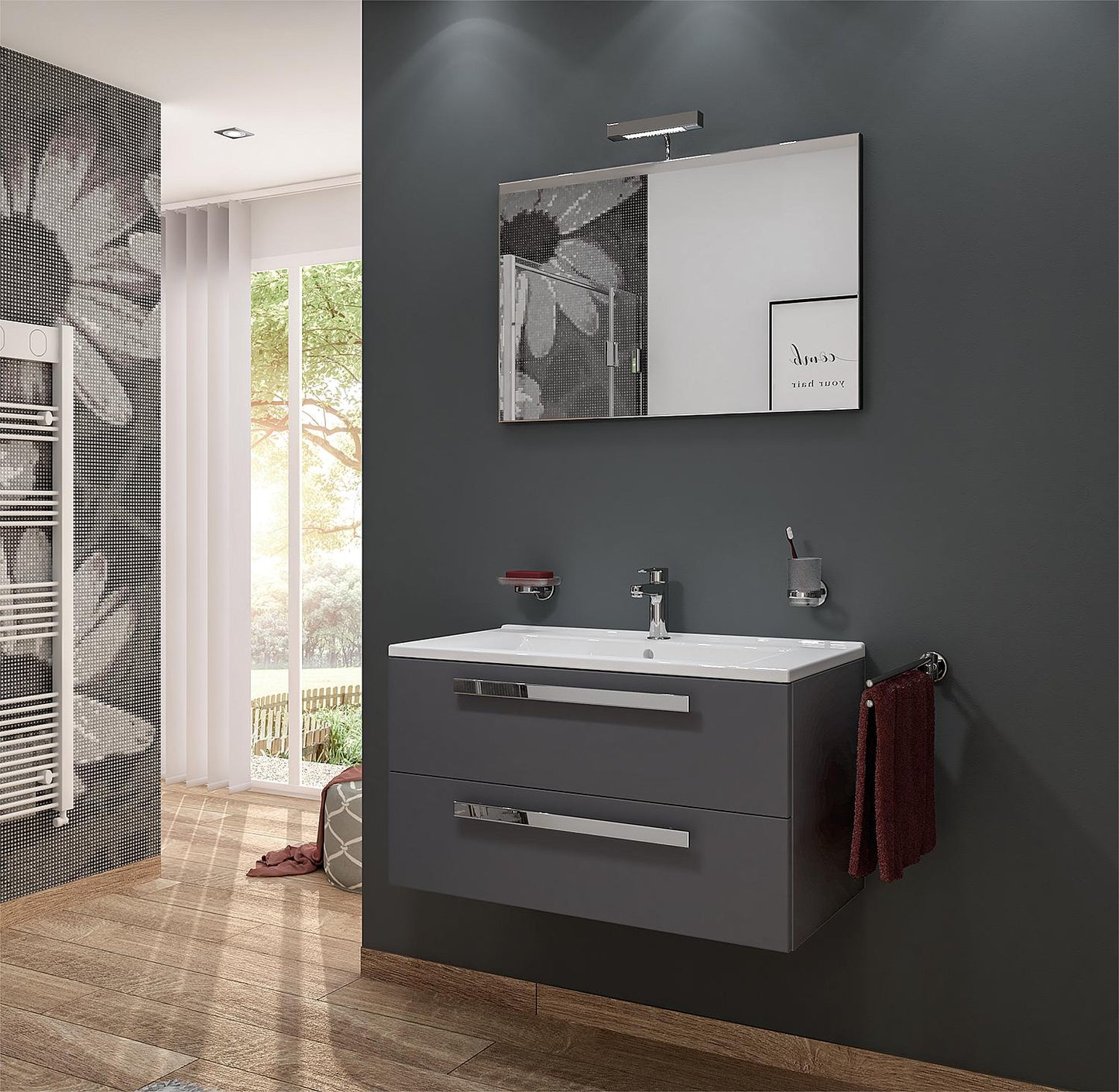 Bathroom furniture set EDIA series MAB anthracite matt