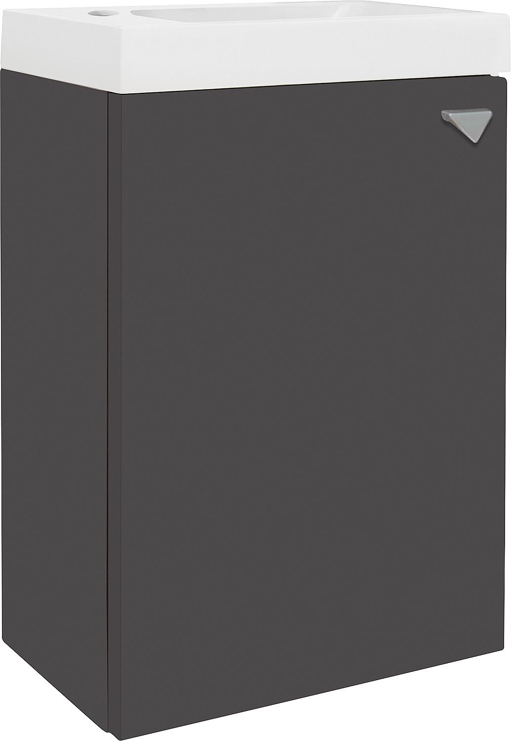 Meuble de cuisine WTU+Mineral en fonte WT ELYP, 1 porte, finition graphite brillante, charnière à gauche, 400 x 609 x 220 mm