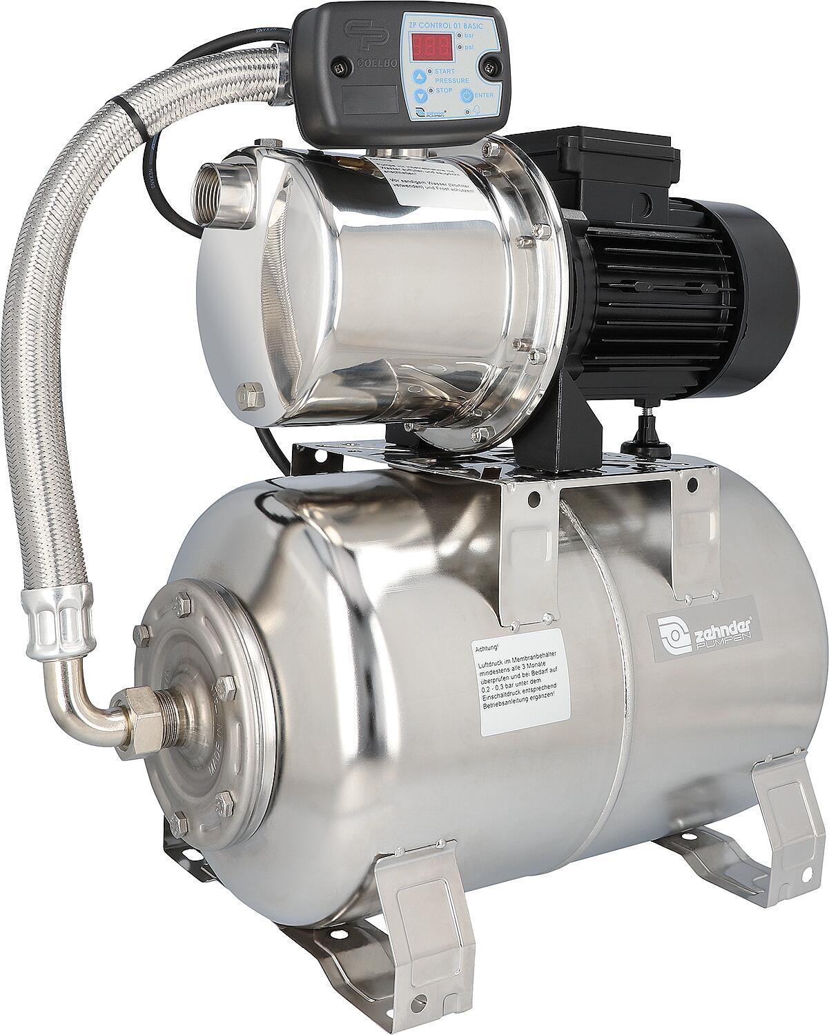 Edelstahl-Hauswasserwerk HWW-E Garden 2000 ZPC01B,
mit Druckschalter und Trockenlaufschutz