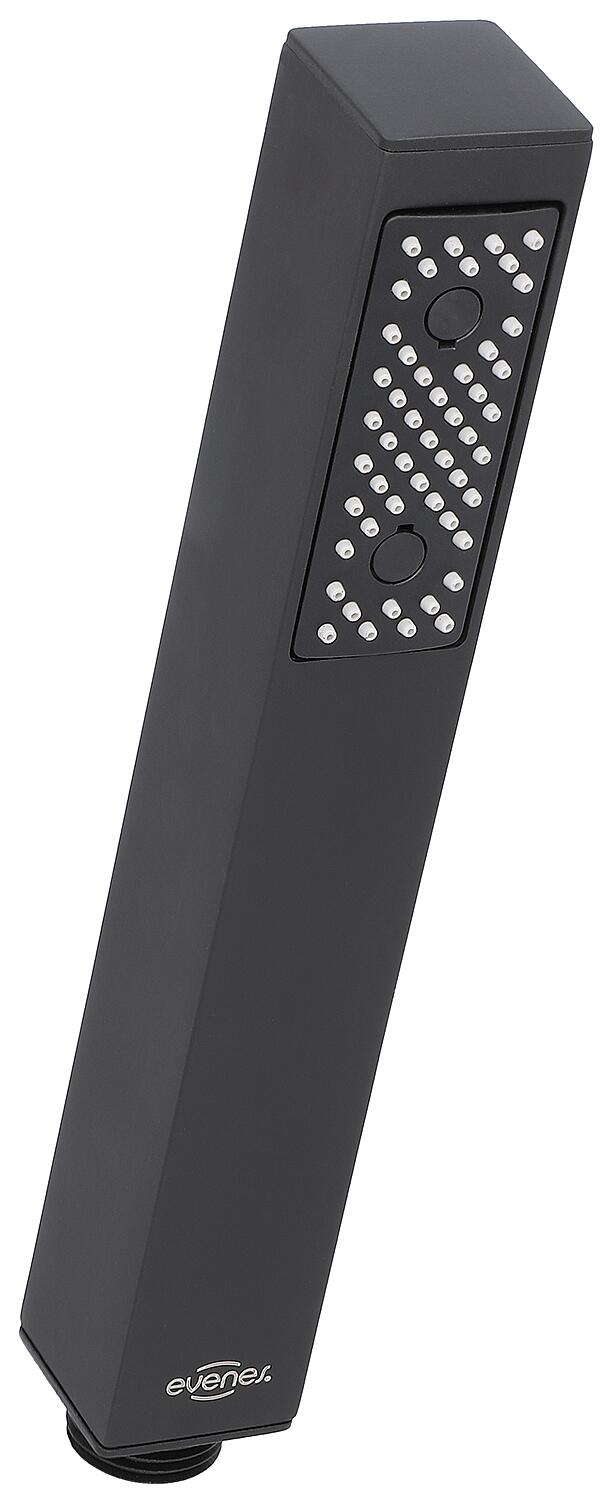 Douchette cubique, noir mat, finition laiton