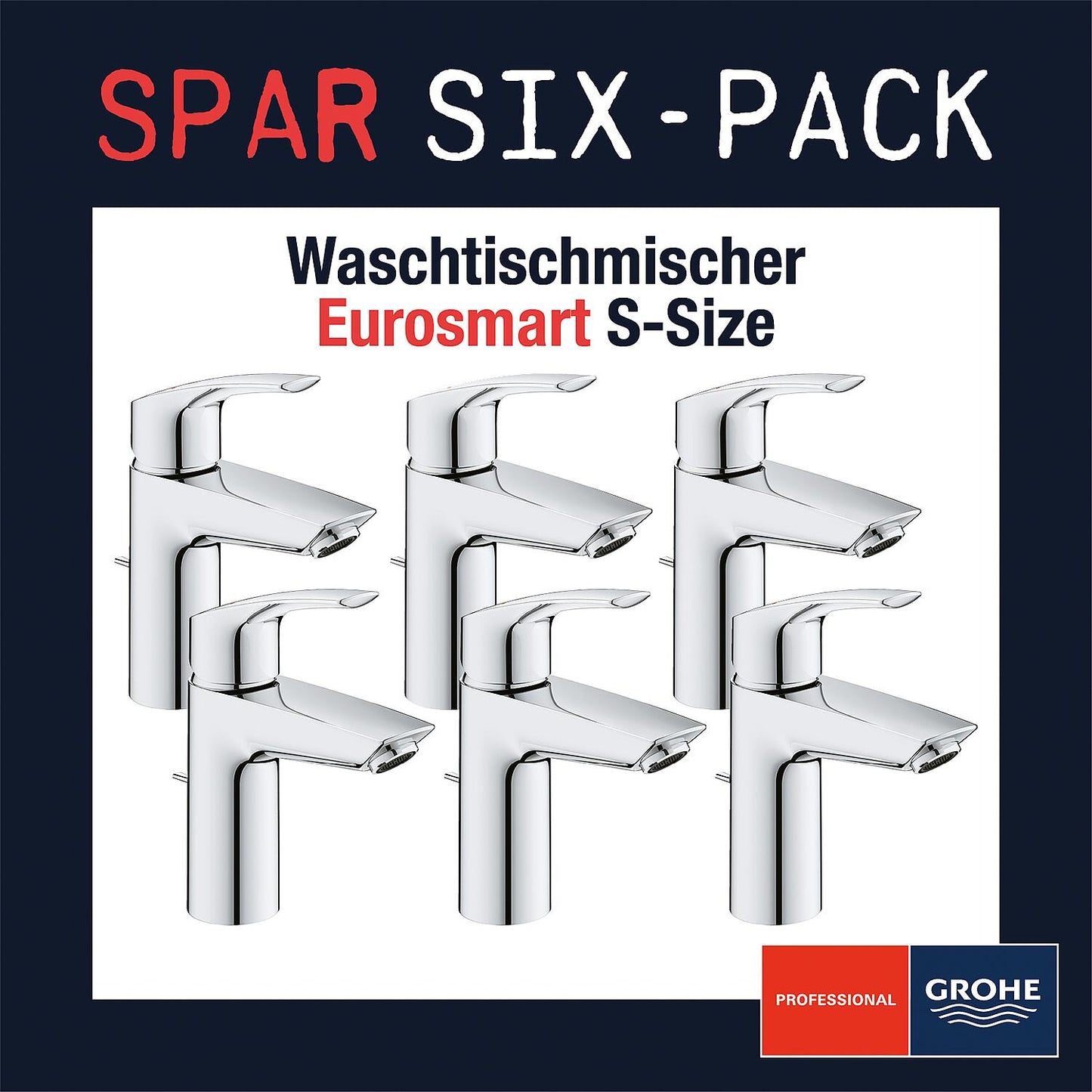 Six-pack value pack: 6x Grohe Eurosmart S-Size basin mixers