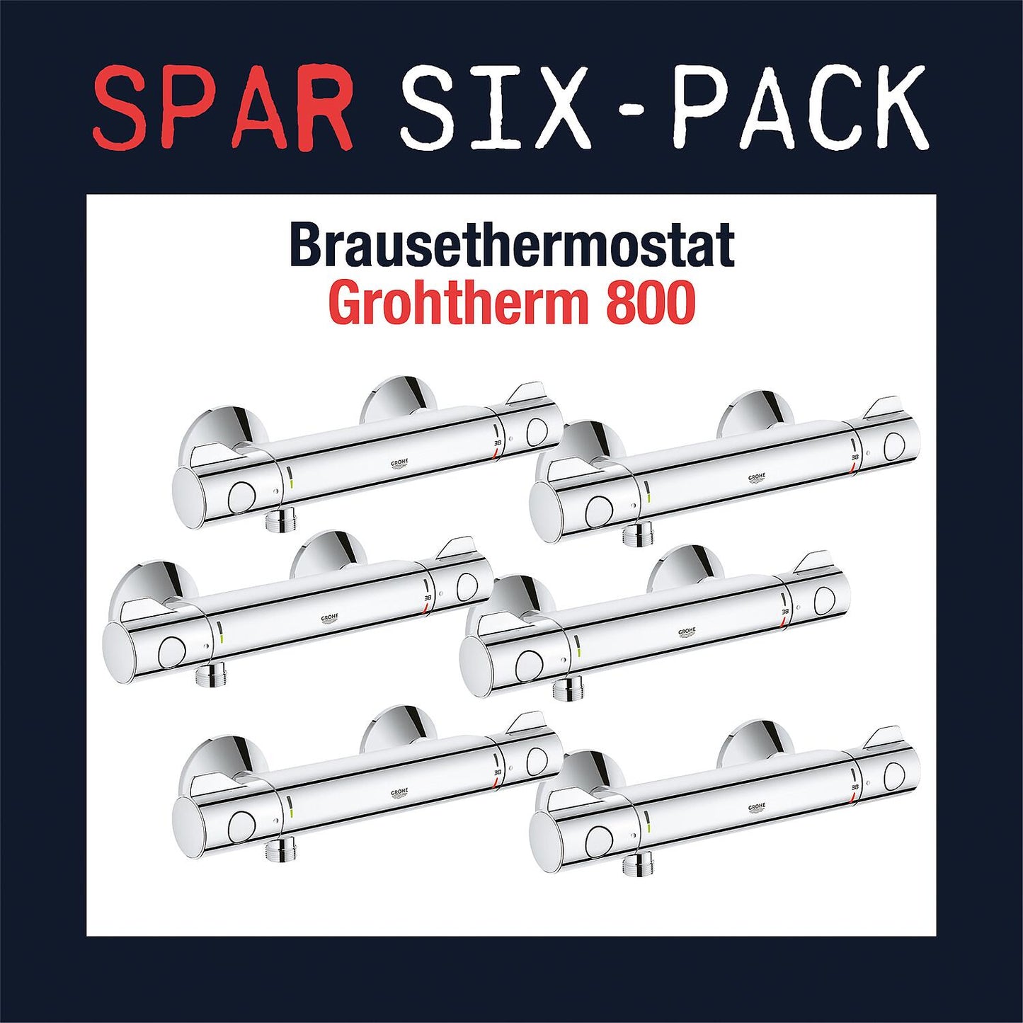 Six-pack value pack: 6x Grohe Grotherm 800 shower thermostats