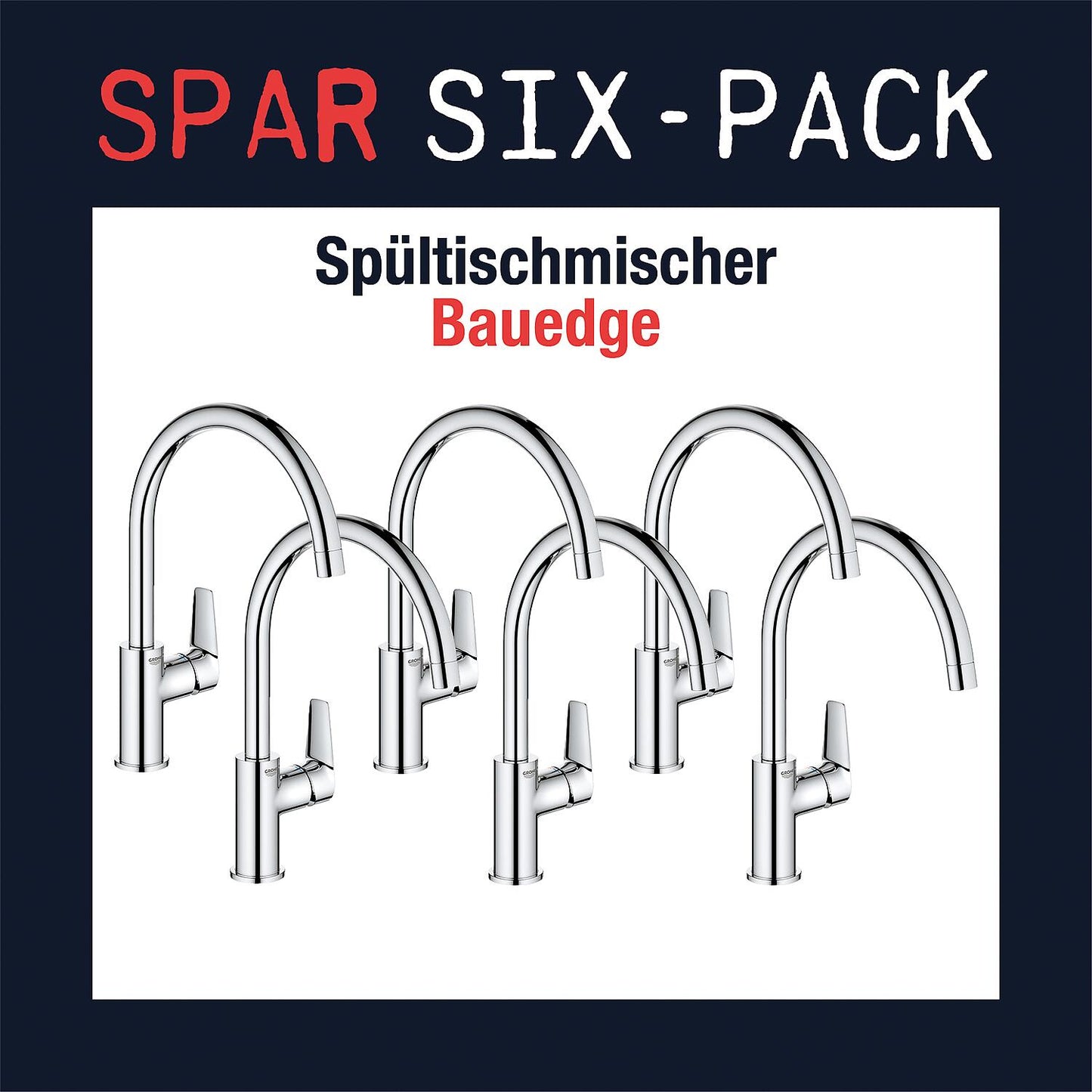 Six-pack value pack: 6x Grohe Bauedge kitchen mixers