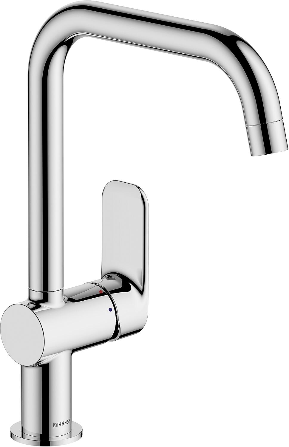 Hansabasic kitchen mixer tap, 200 mm projection, side-mounted chrome lever