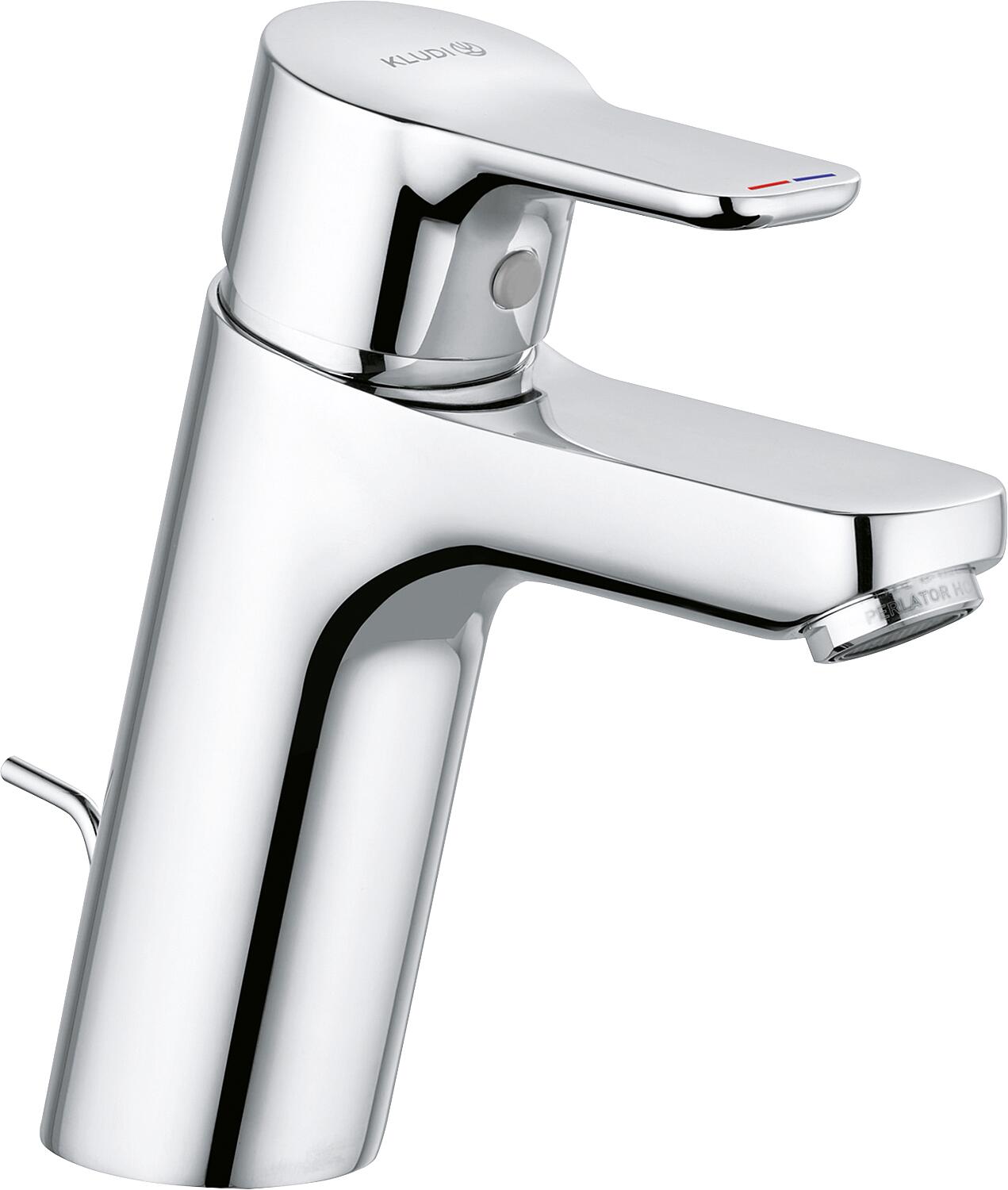 KLUDI PURE & EASY 100mm basin mixer with pop-up waste fitting, chrome