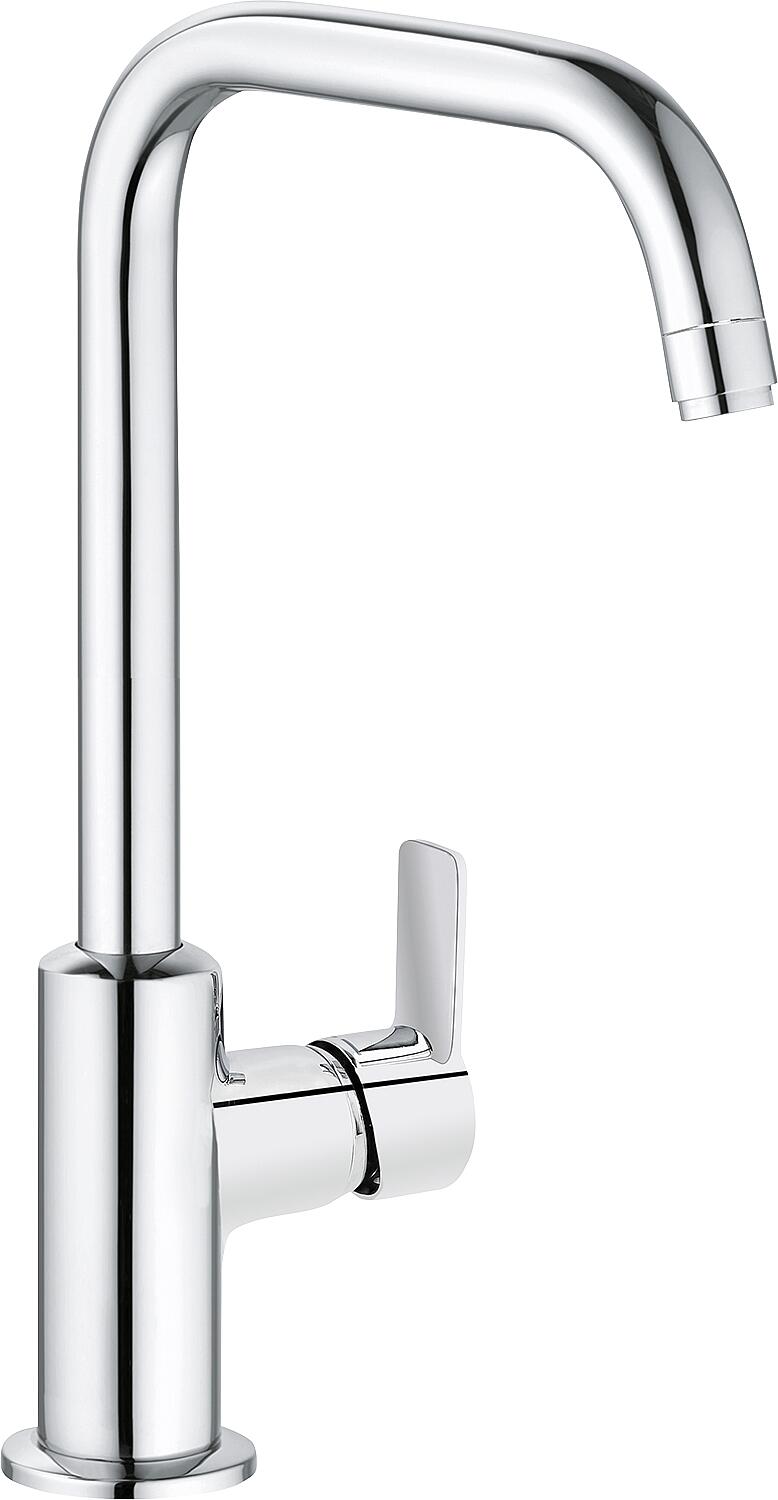 KLUDI PURE & EASY basin mixer, side actuation, swiveling, with pop-up waste fitting, chrome