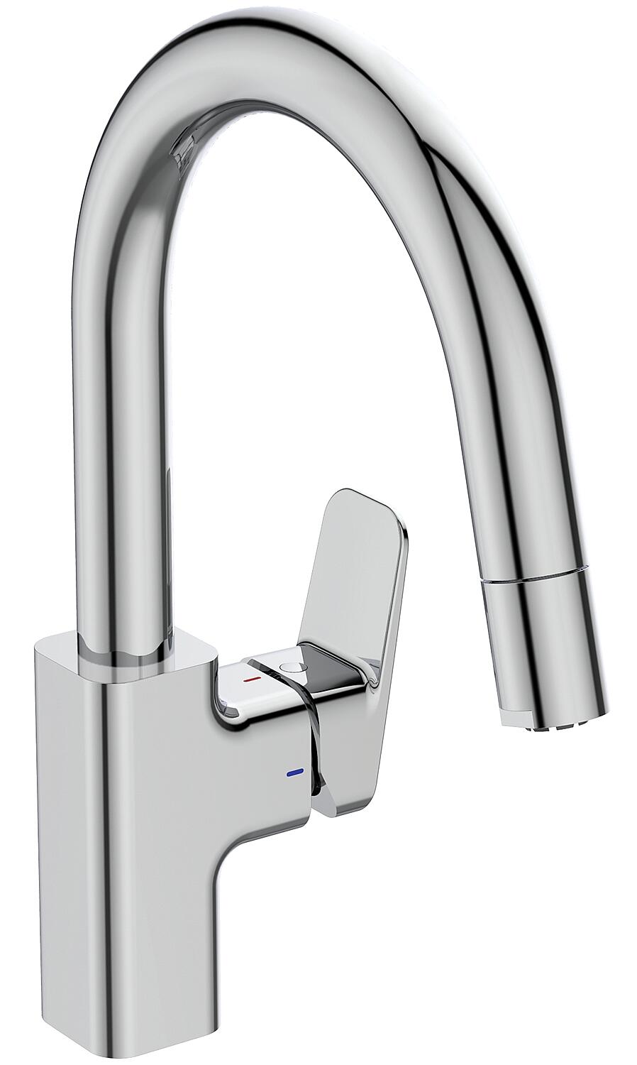 Mitigeur de cuisine basse pression Ideal Standard Ceraplan, débit 216 mm, commande latérale, finition chromée