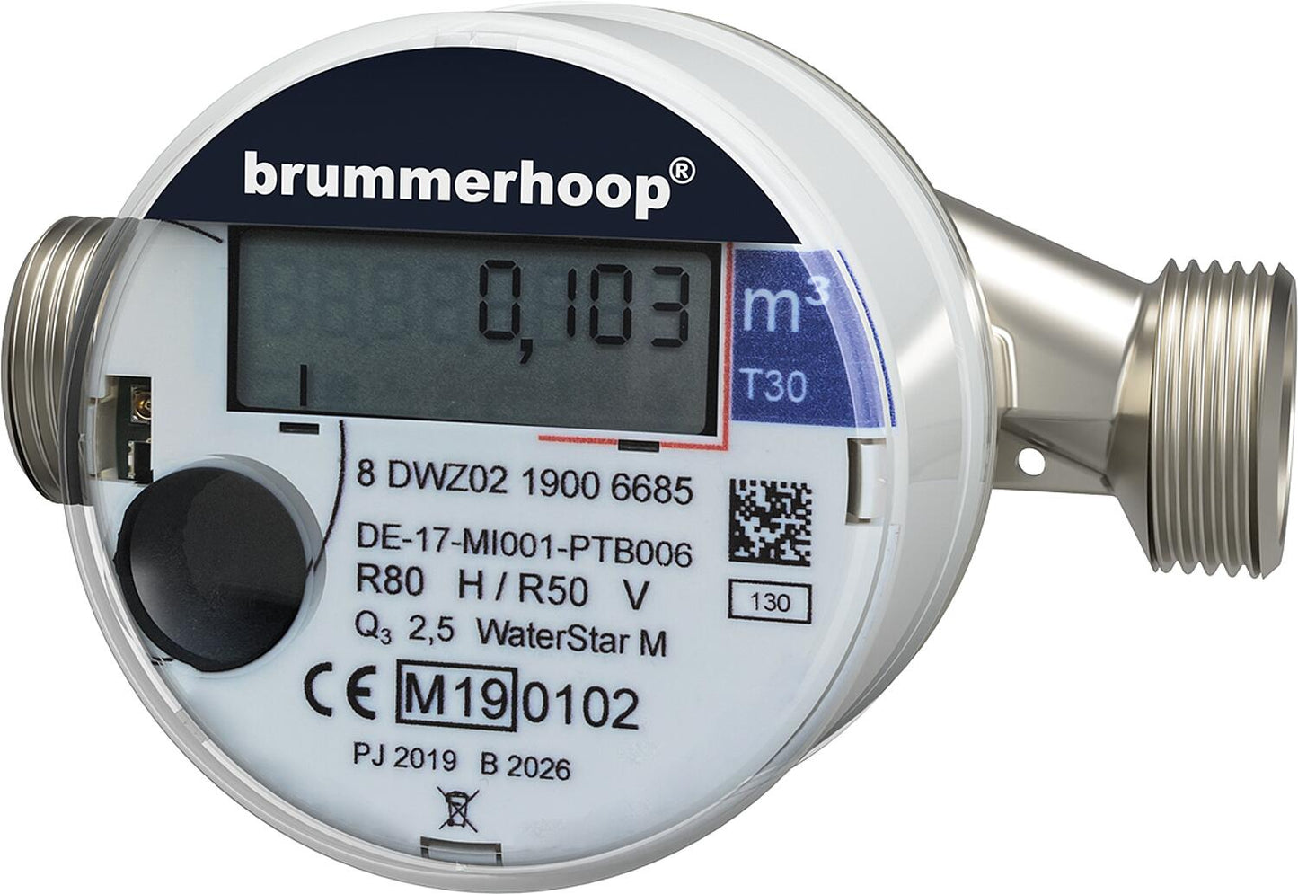 Cold water meter 30°C DN15 M-ETH Q3: 2.5 m³, 130 mm