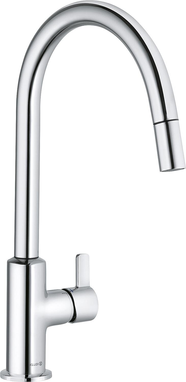 Robinet mitigeur de cuisine Kludi Bingo Star XS avec bec extractible, chromé